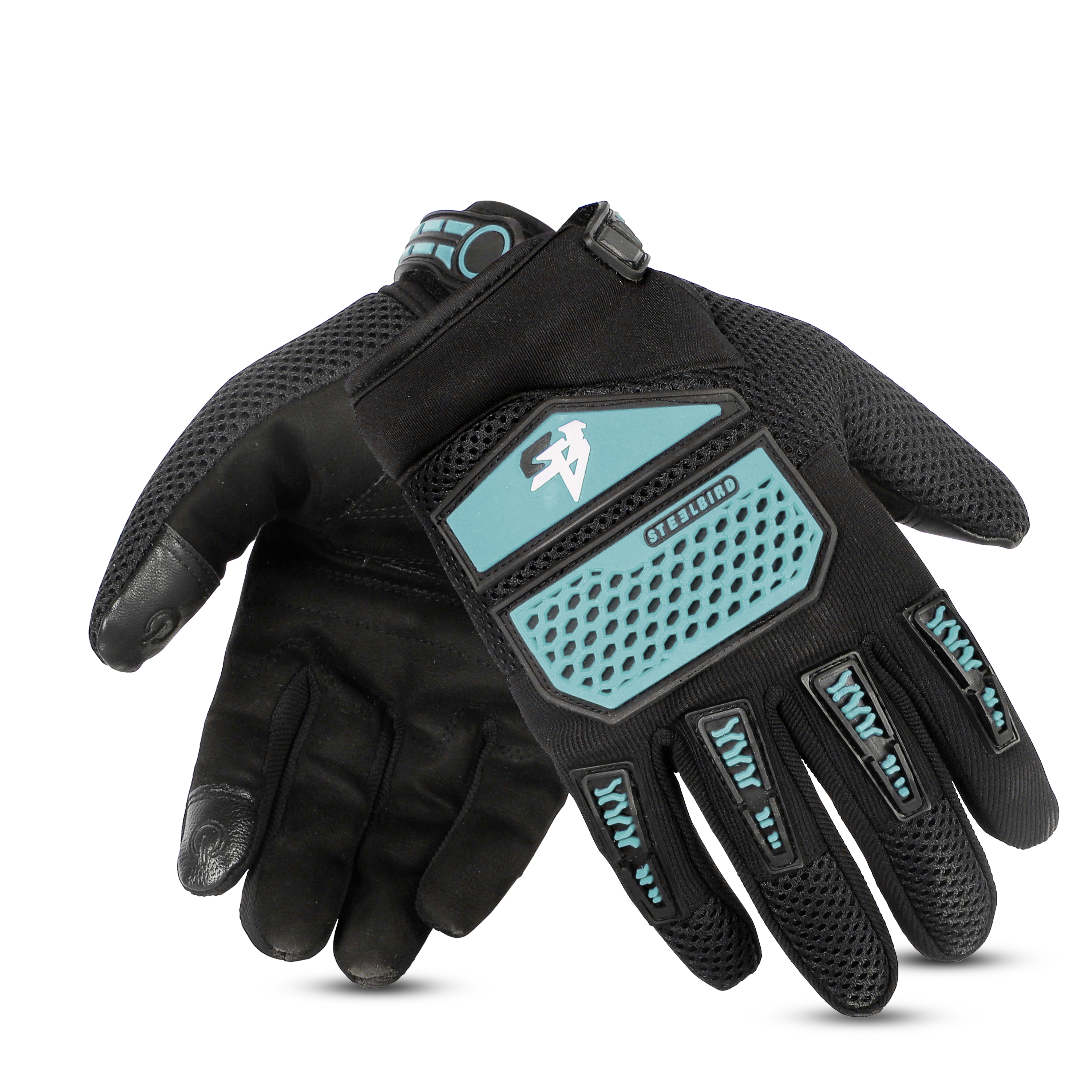 Steelbird Rider-Pro Full Finger Gloves- Jazz Blue